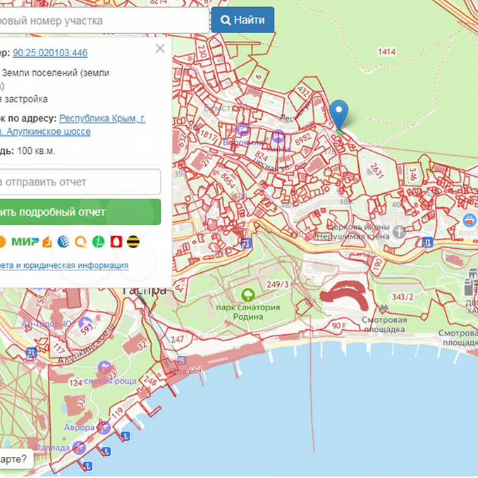 Карта участков крым. Публичная кадастровая карта Гаспра. Гаспра на карте.