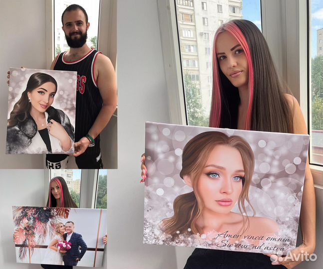 Портрет по фото на холсте