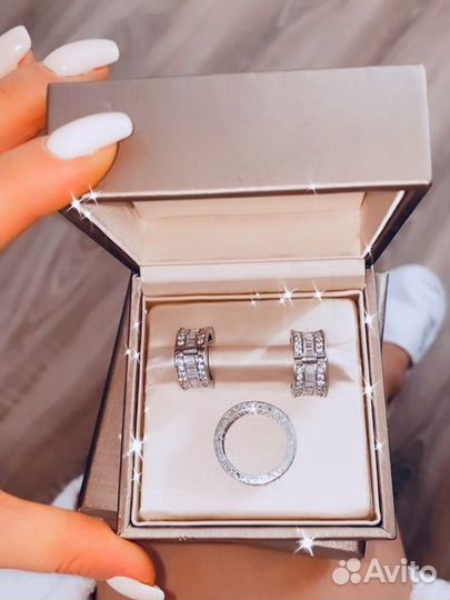 Комплект серги и кольцо