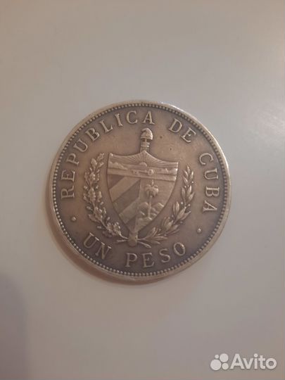 Монета 1 песо серебро