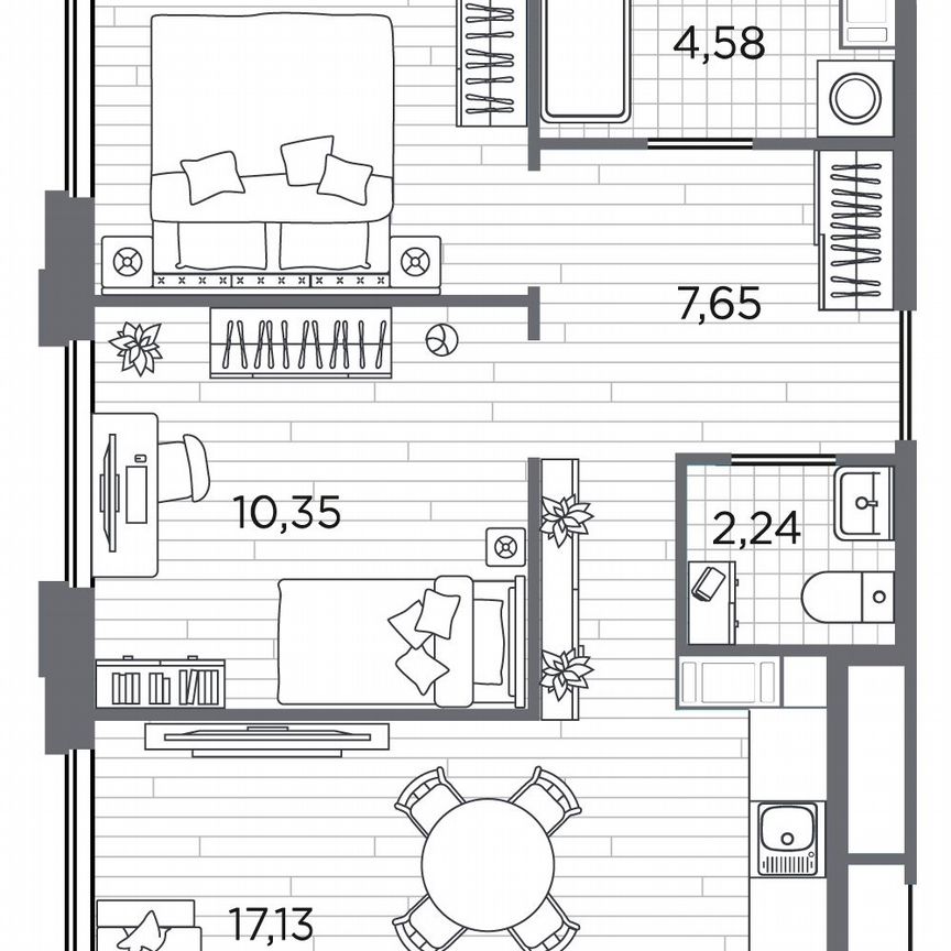 2-к. квартира, 52,2 м², 2/5 эт.