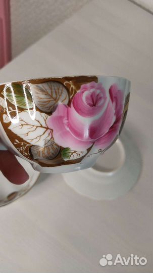 Чайный сервиз лфз СССР Роза в вечернем саду Трио