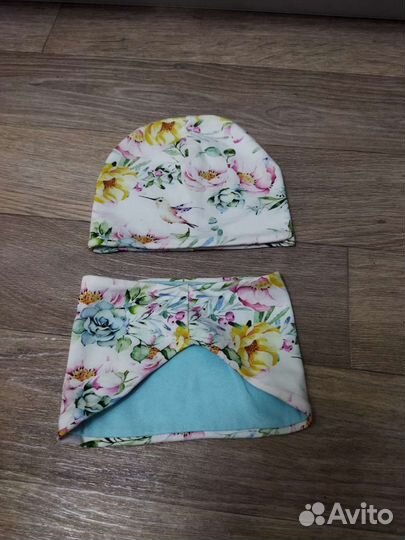 Шапочка и снуд для девочки (набор) + косынка