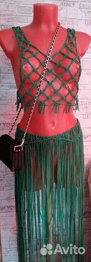 Пляжный костюм из макраме