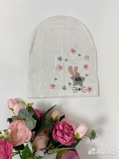 Новая трикотажная шапка для девочки 5-10 лет
