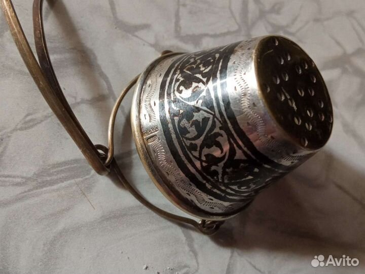 Чайное ситичко СССР серебро с позолотой