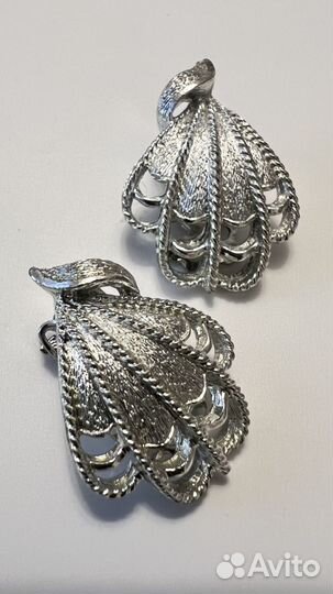 Винтажные клипсы coro серебряного тона США