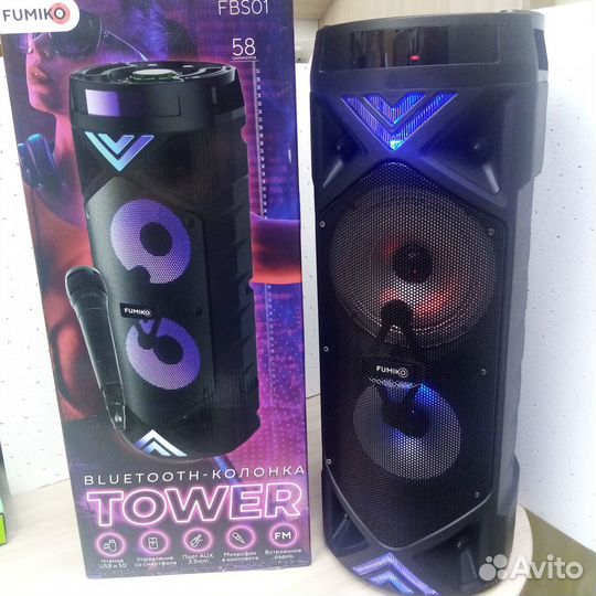 Портативная колонка fumiko tower с подсветкой и ми