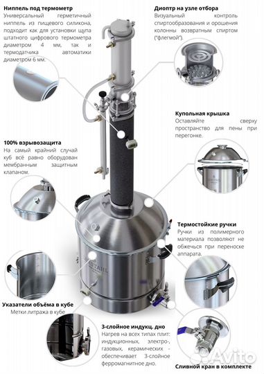 Самогонный аппарат Люкссталь 8М с кубом 37л