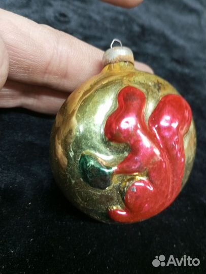 Редкая ёлочная игрушка медальон белочка ёлочка