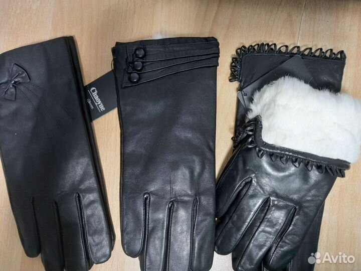Перчатки женские кожаные новые