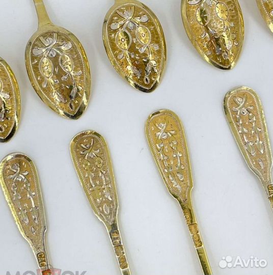 Набор из 12-ти ложек. серебро 84 пр.Москва, 1880