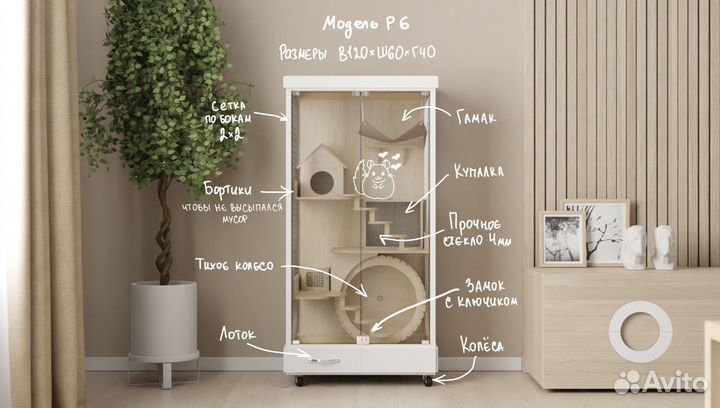 Витрина Клетка для шиншилл дегу хорька белки 6