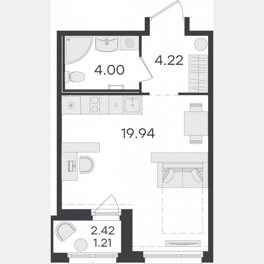 Квартира-студия, 29,4 м², 14/15 эт.