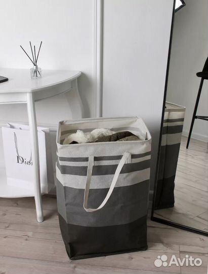 Корзина для белья серая 75л