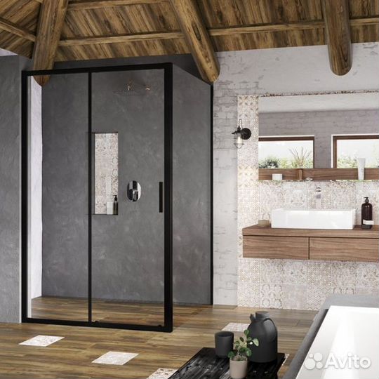 Blsps-80 черный+Transparent, неподвижная стенка