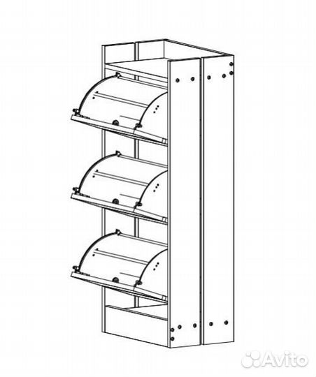 Высокая обувница на 3 ящика Дуб сонома