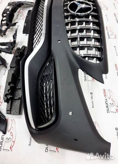 Бампер C63 с решеткой GT AMG на W205 13-18г