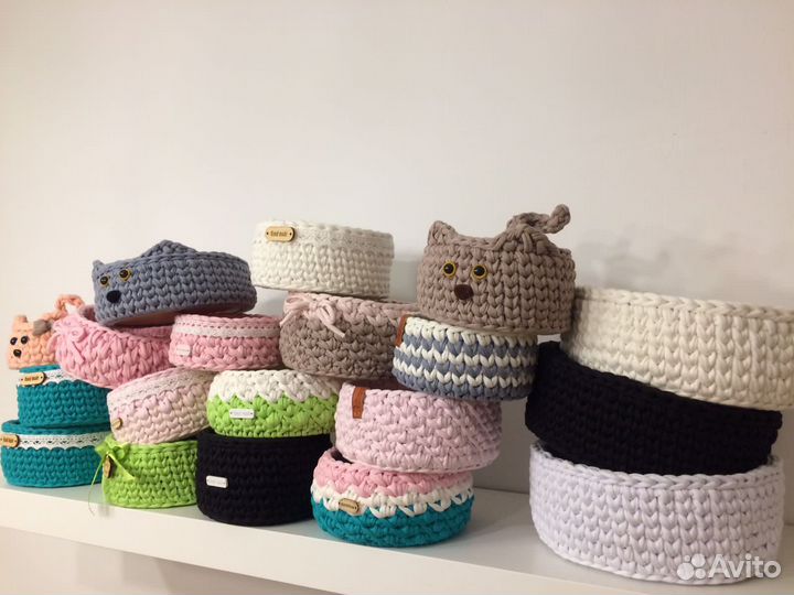 Корзинки из трикотажной пряжи biskvit