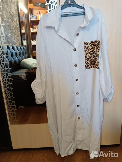 Летнее платье-рубашка 58-60