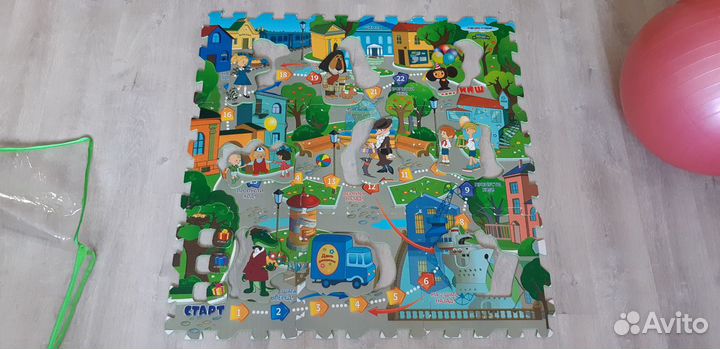 Мягкий коврик-пазл 1х1м с игрой-бродилкой