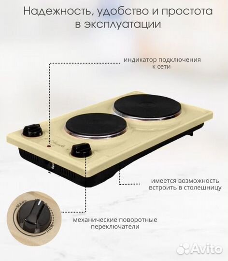 Плита электрическая плита 2 конфорки, бу(месяц)