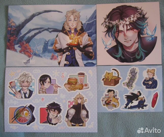 Мерч геншин импакт и другое (наклейки, открытки)