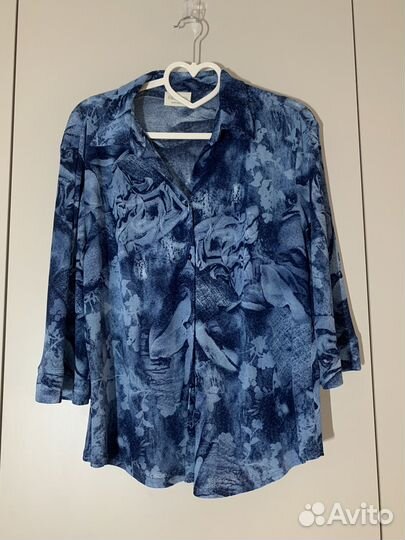 Блузка синяя мраморная женская S/M 44/46