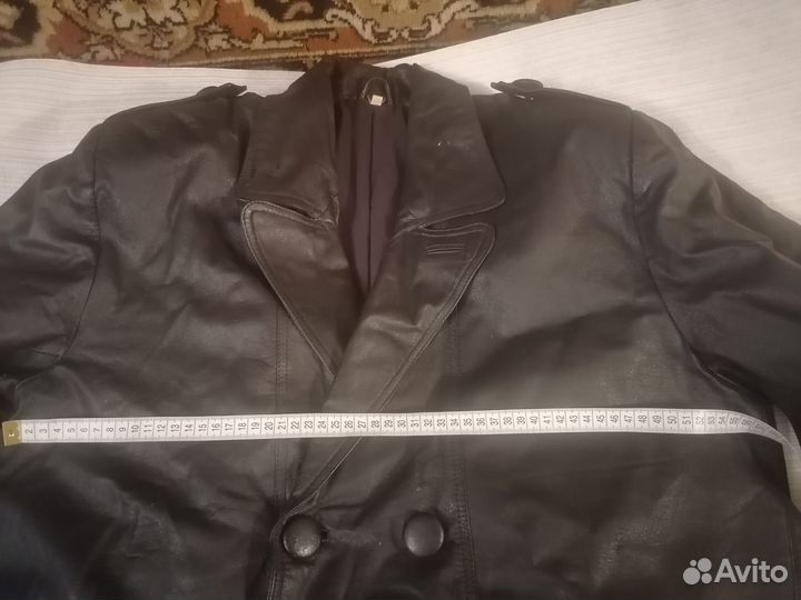 Кожаный плащ мужской длинный 56 размер