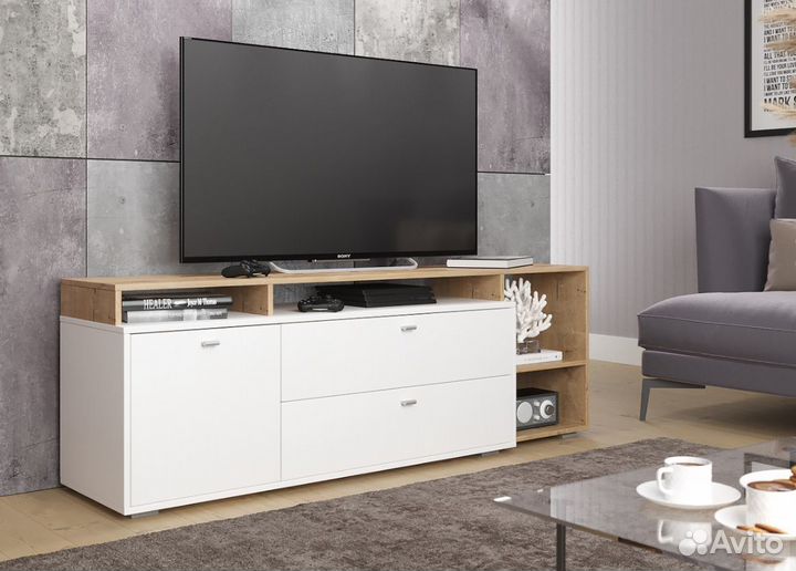 Тумба под телевизор в стиле лофт с ящиками к 202