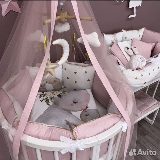 Кроватка трансформер Minky Moon, кокон, текстиль