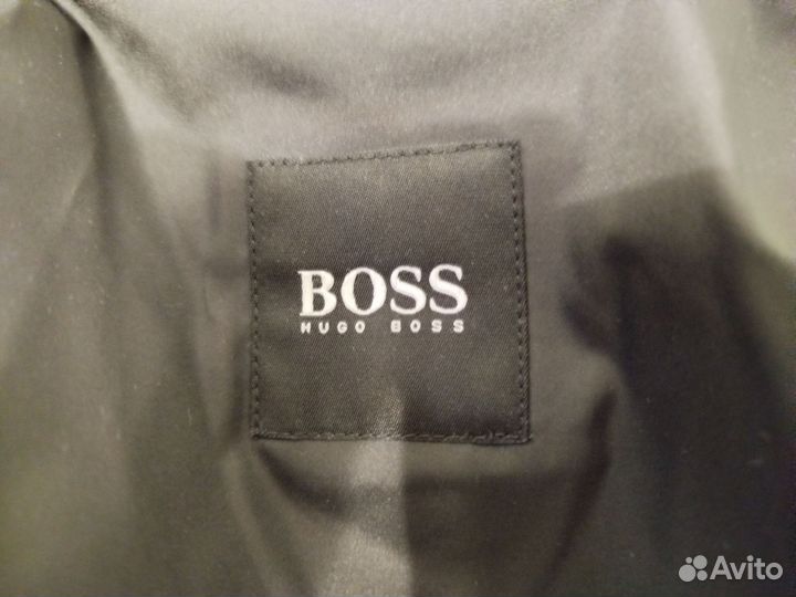 Кожаная куртка Hugo Boss синяя 58