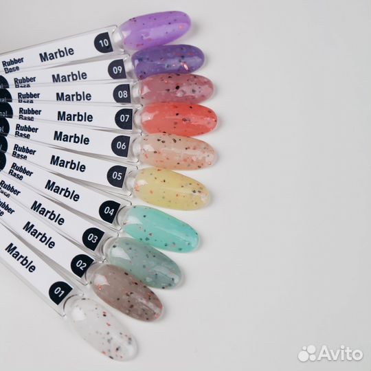 База для гель лака с эффектом мрамора и поталью