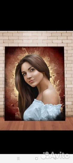 Портрет по фото на холсте в подарок