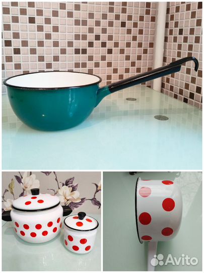 Новый эмалированный ковш 2л. Кастрюля СССР