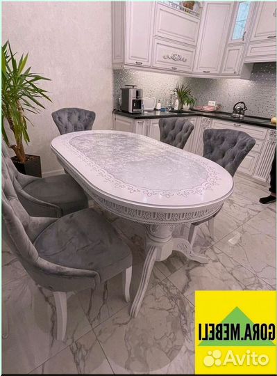 Кухонный стол раскладной белый