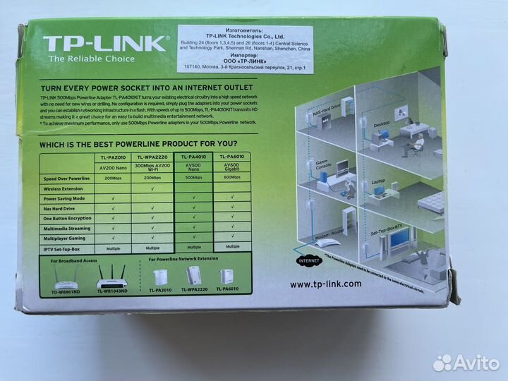 Комплект адаптеров Powerline TP-link TL-PA4010KIT