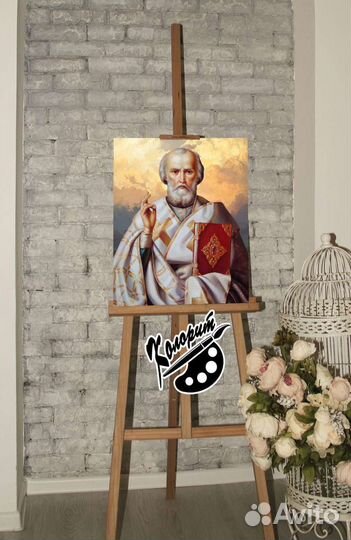 Николай Чудотворец портрет на холсте с подрамником