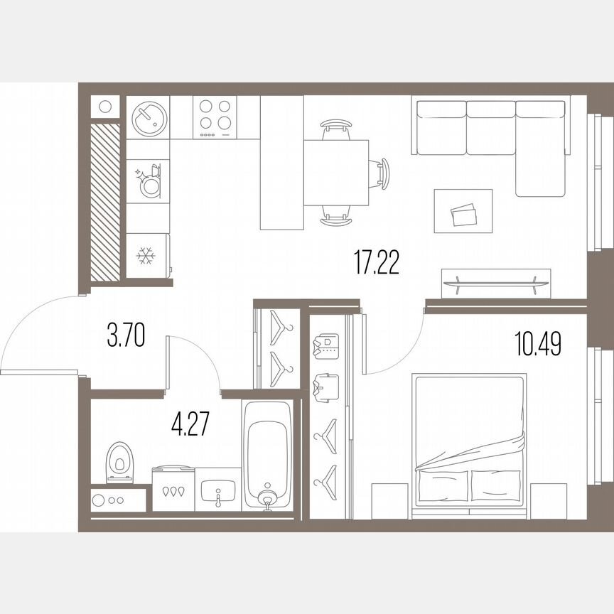 1-к. квартира, 35,7 м², 9/10 эт.