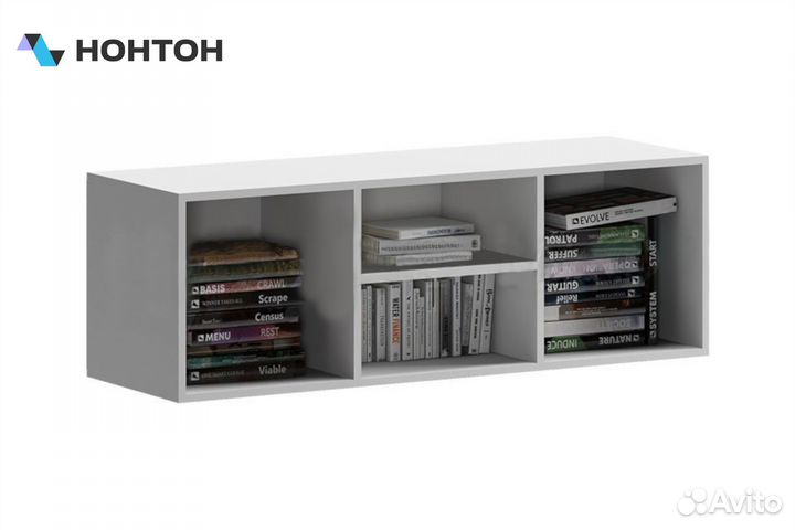 Антресоль Вега NEW Позитив бетон темный / белый