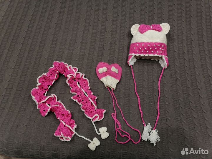 Комплект шапка, шарф, варежки