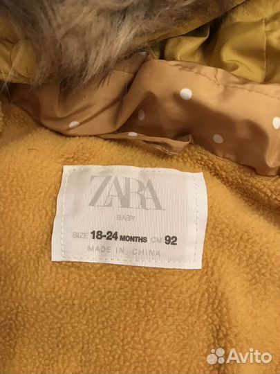 Куртка пуховик для девочки zara зима осень
