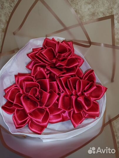 Георгины из атласных лент