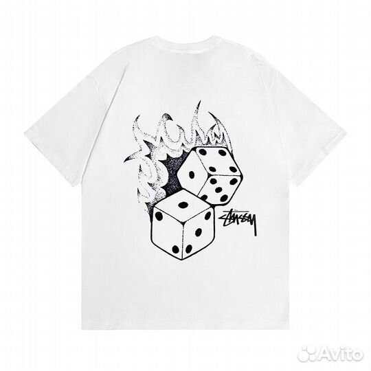 Футболка Stussy burning cubes (черн.бел.красн.сини