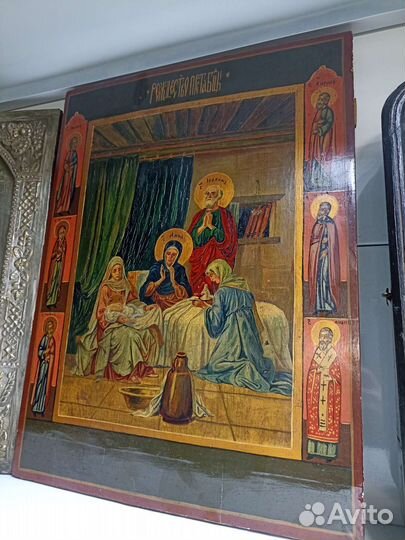 Икона старинная Рождество Пресвятой Богородицы