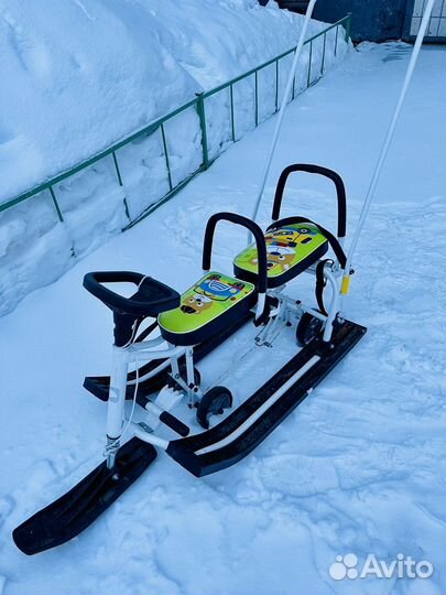 Снегокат Барс для двоих санки с лыжами