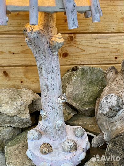 Светильник ночник из дерева Вишня, 55 см