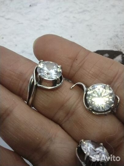 Кольцо серьги хрусталь винтаж