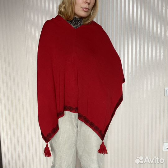 Шарф винтажный мериносовая шерсть с кисточками