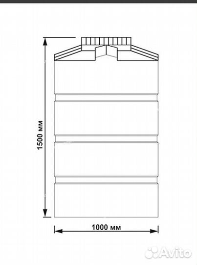 Пластиковая ёмкость вертикальная 1000л / 1м3
